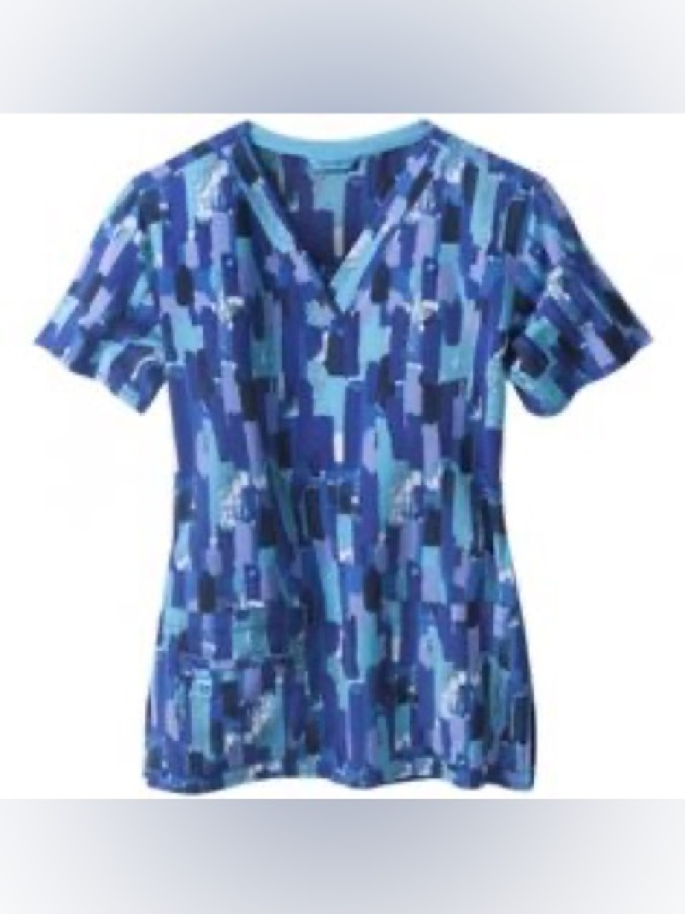 Carhartt Blue Abstract Print Scrub Top Size Medium